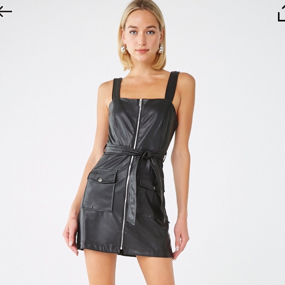 *NEW* Black faux leather mini dress